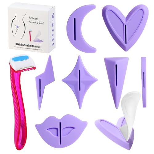 KDIMSY Pubic Hair Stencils Women Bikini Privates Shaving Stencil for Women Intimate Pubic Hair Trimmer with 7 Shapes Perfect for Bikini Area Shaping and Styling - Image 1
