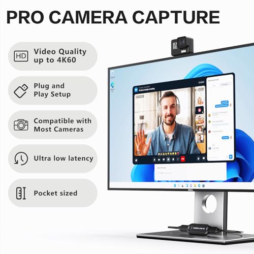 VIXLW Cam Link 4K – External Capture Card for DSLR Camcorder ActionCam as Webcam, HDMI to USB 3.0, Meet/Stream/Record in 4K60/1080p120, Easy Connect for OBS/Zoom, Windows/Mac - Image 2