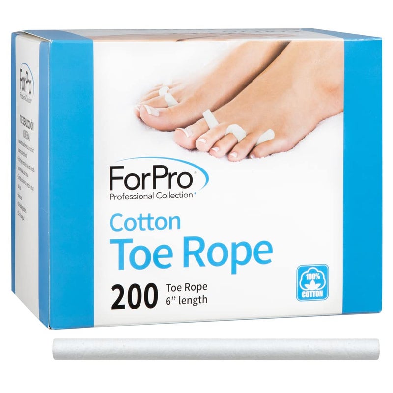 ForPro Professional Collection Cotton Toe Rope, Pedicure Toe Separator, Lint-Free, Biodegradable Cotton, 6â€ L, 200-Count - Image 1