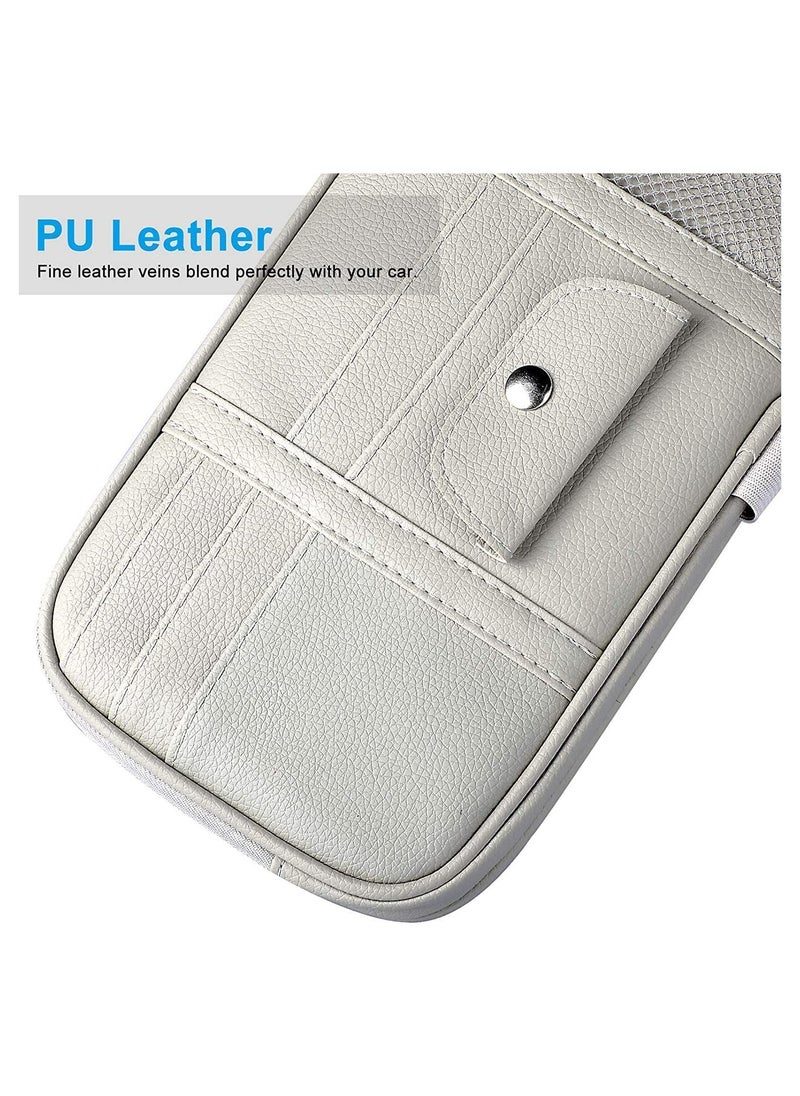 Generic Car Sun Visor Organizer, Car Truck SUV Storage Pouch Registration Holder,Auto Interior Accessories Leather Pocket Organizer with Multi-Pocket Net Zipper for Card License Pen Key Document Sunglasses  - Image 4