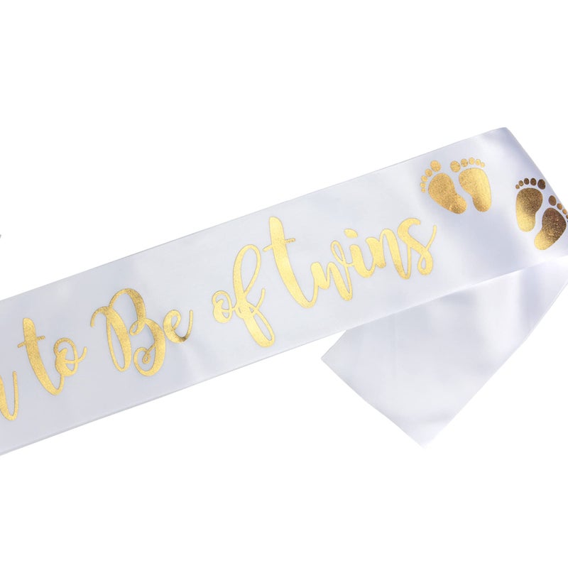 OLILLY White sash for a Mom to Be of Twins - Perfect for a Baby Shower Party (Mom to Be of Twins) - Image 3