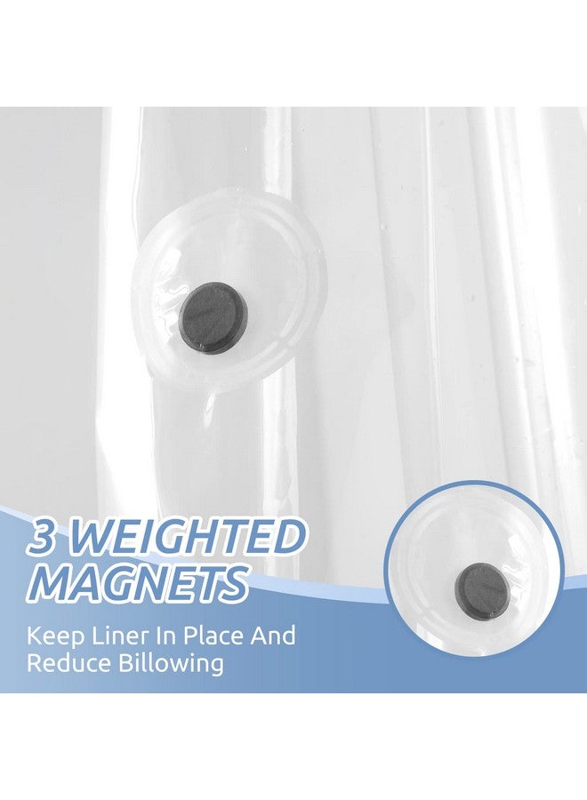 downluxe Set of 2 Waterproof Clear Shower Curtain Liner - PEVA Lightweight Plastic Shower Liner with 3 Magnets, Shower Curtains for Bathroom, 72" x 72", Clear - Image 3