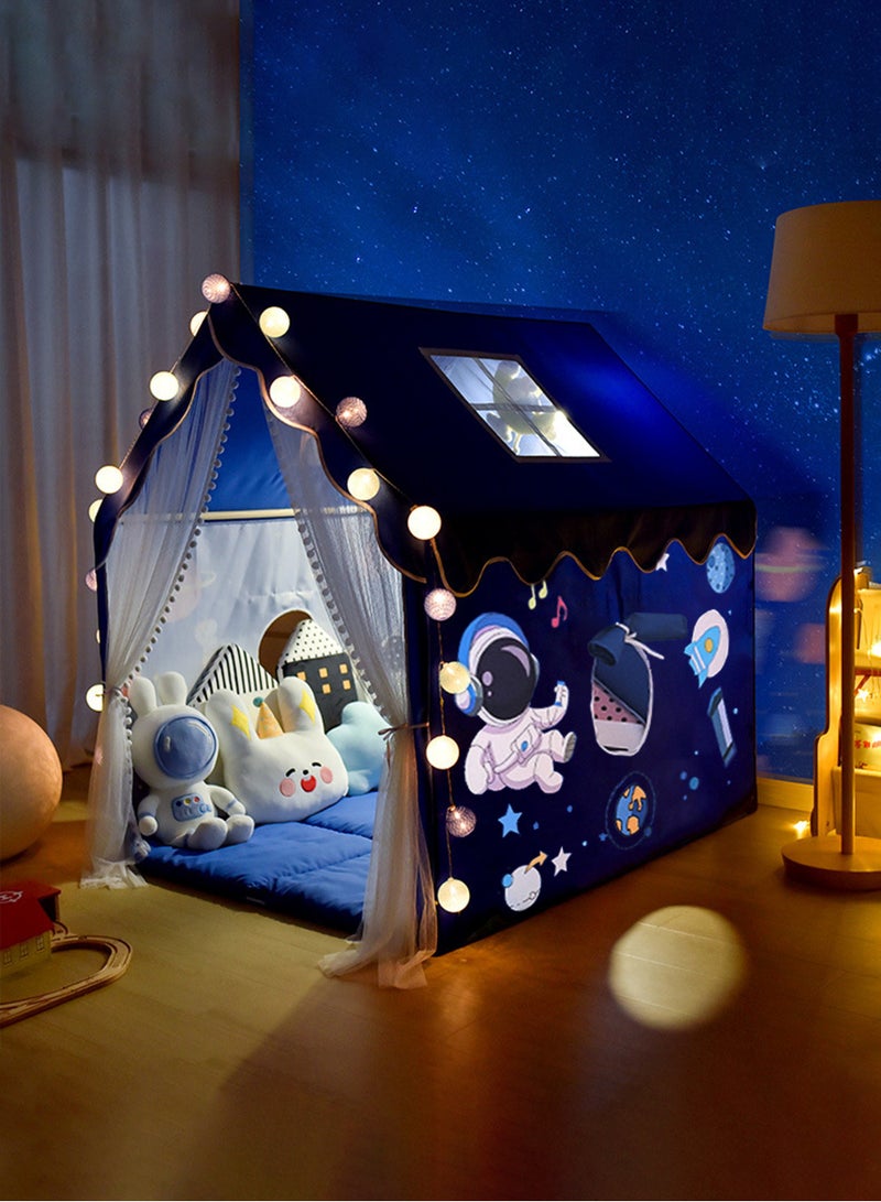 Paka Rabbit Kids Play Tent Playhouse Indoor Outdoor Boys Toddler Large Castle Play House Spaceship Tent, Outer Space Rocket Blue - Image 2