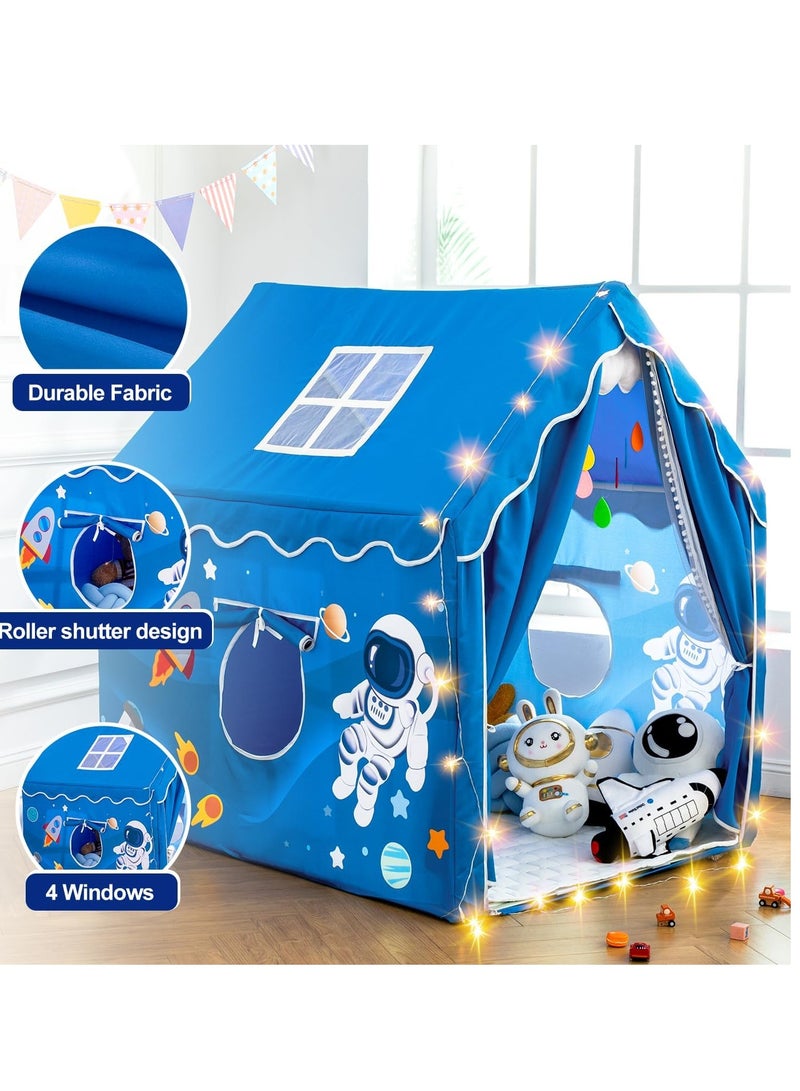 Paka Rabbit Kids Play Tent Playhouse Indoor Outdoor Boys Toddler Large Castle Play House Spaceship Tent, Outer Space Rocket Blue - Image 5