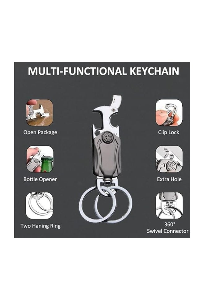 OUYoo OUYoo 2piece pack，key chain, keychain clip, Universal Key Fob Keychain Holder for Men and Women, 360 Degree Rotatable, Bottle Opener, Carabiner Car Key Chains, Additional Saudi Arabia Flag Keychain.  - Image 2
