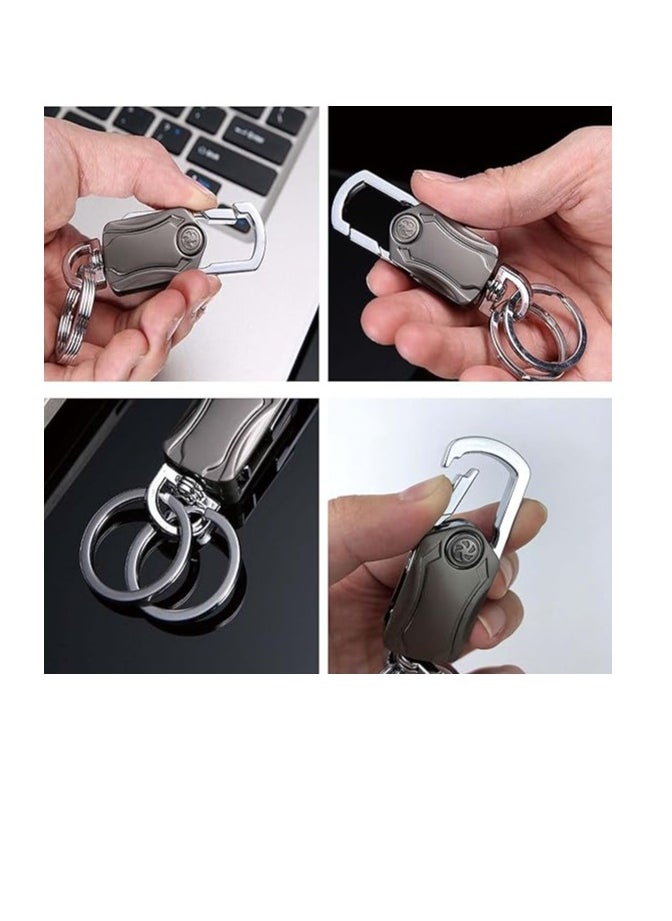 OUYoo 2piece pack，key chain, keychain clip, Universal Key Fob Keychain Holder for Men and Women, 360 Degree Rotatable, Bottle Opener, Carabiner Car Key Chains, Additional Saudi Arabia Flag Keychain.