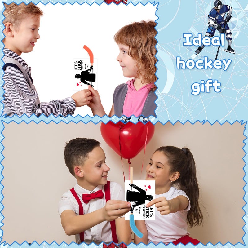 Gosodeny 24 Set Valentines Day Gifts Hockey Party Favors Bulk Hockey Pencils and Erasers Includes Hockey Pencils Hockey Stickers Hockey Cards Packaging Gift Bags Hockey Fans Sports Fans Party Prize Gifts - Image 5