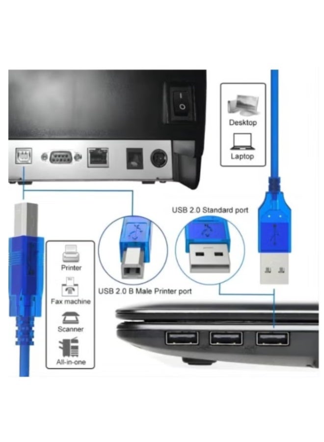 Haing USB 2.0 Type A to Type B cable, blue, 5 meters long - Image 4