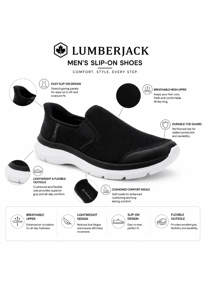 Lumberjack black Lumberjack Carlo Black Men’s Slip-On Shoes – Lightweight Breathable Casual Walking Sneakers for Men | Best Price UAE