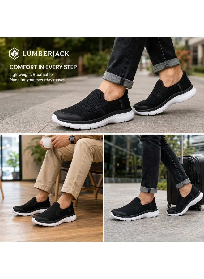 Lumberjack black Lumberjack Carlo Black Men’s Slip-On Shoes – Lightweight Breathable Casual Walking Sneakers for Men | Best Price UAE