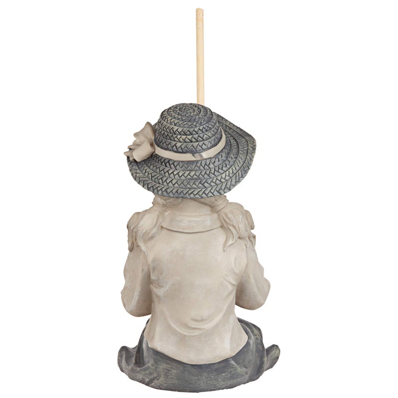 Design Toscano Big Catch Fisherwoman Nellie Girl with Fishing Pole Garden Statue, Medium 17 Inch Tall, Cast Stone Resin, Two Tone Stone Finish - Image 5
