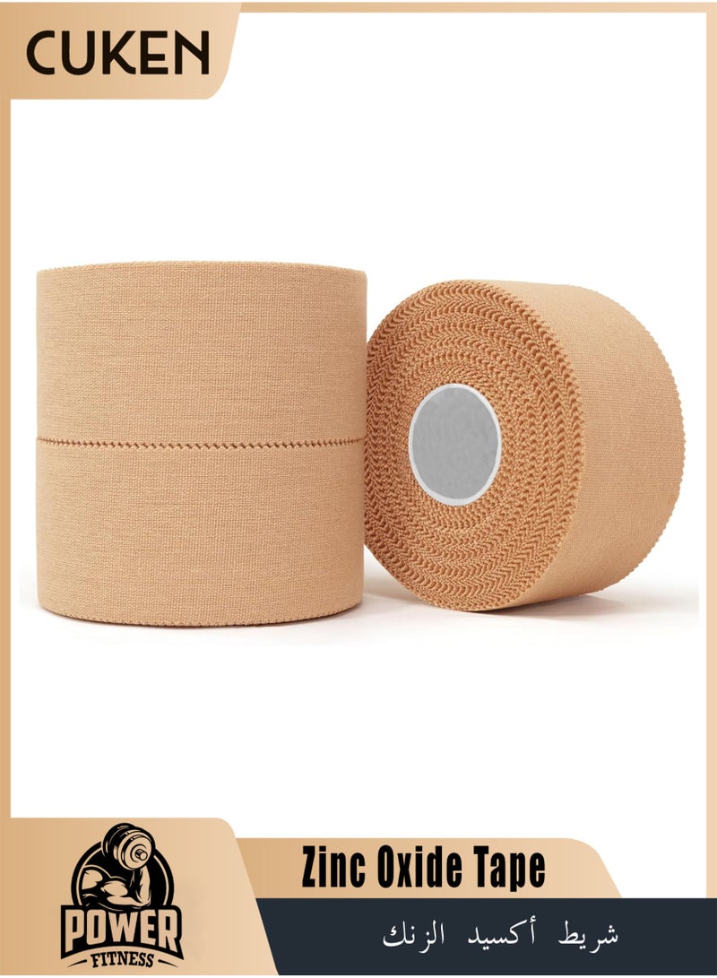 Cuken 3-Roll Zinc Oxide Tape, 2.5cm x 10m Breathable Athletic Strapping Tape, Latex Free Cotton Sports Tape, Wrist Finger Strapping Tape, Rigid Joint Protection for Baseball Tennis Gym Workout, Beige - Image 1