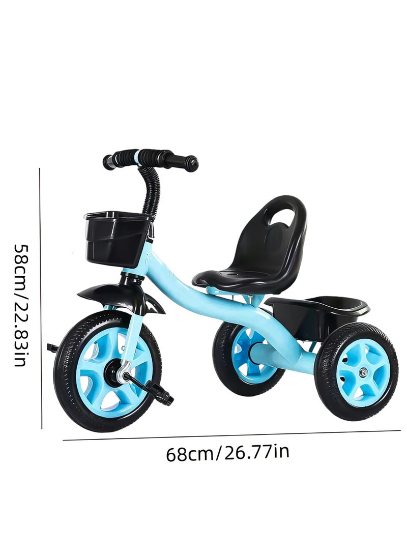 الموجة التالية دراجة ثلاثية العجلات للأطفال بمقبض دفع - مقعد ومسند ظهر قابلان للتعديل - دراجة ثلاثية العجلات للأطفال بعجلات EVA وصينية تخزين - دراجة ثلاثية العجلات للأطفال الصغار من عمر 3 إلى 8 سنوات - دراجة ثلاثية العجلات للأطفال باللون الأزرق - Image 5