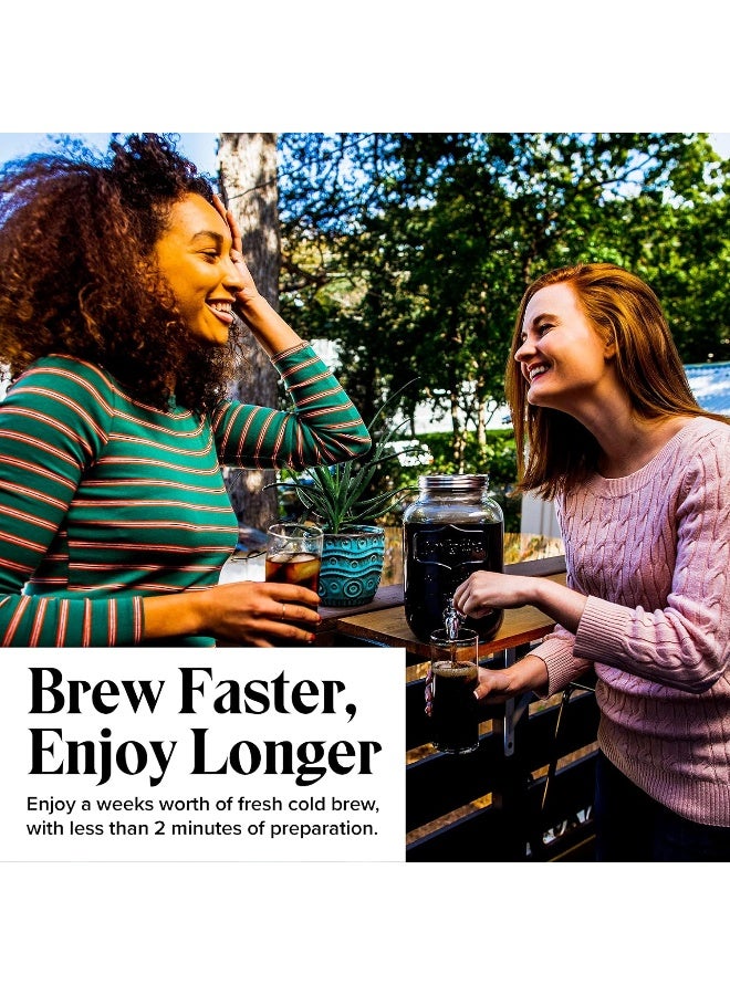 Willow & Everett Cold Brew Coffee & Iced-Tea Maker Pitcher, 1 Gal Glass Dispenser w/Metal Spigot & Mesh Filter Iced Coffee & Sun Tea Brewing System - Image 2