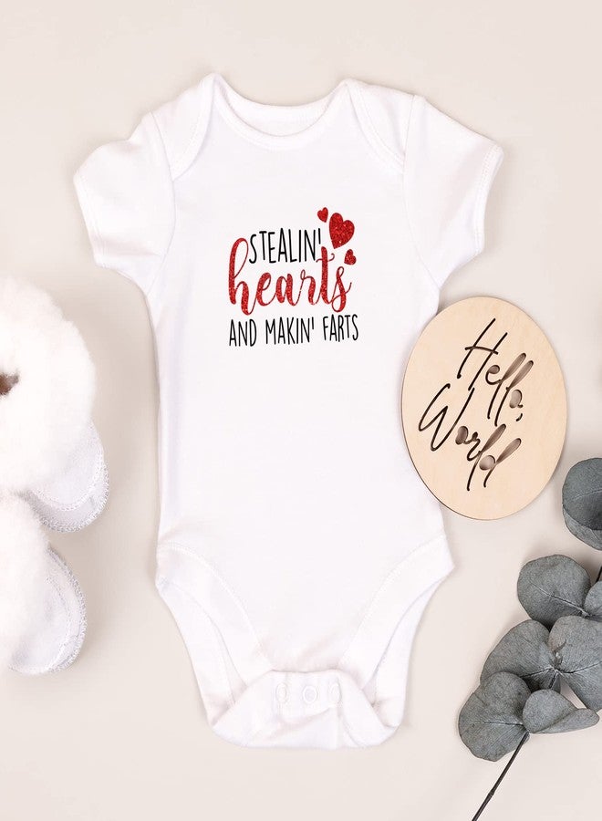 Printique Organic GOTS Certified Baby Onesie Unisex Bodysuit 0-18 months - Stealin' Hearts | Funny Valentine's Day (Stealin' Hearts, 0-3 Months) - Image 2