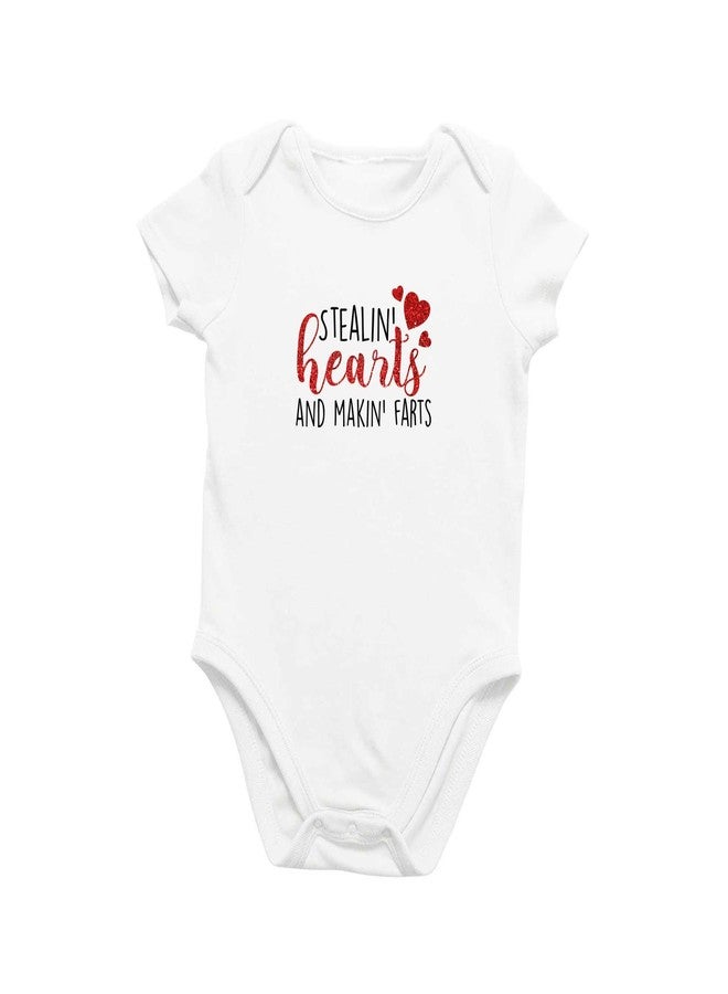 Printique Organic GOTS Certified Baby Onesie Unisex Bodysuit 0-18 months - Stealin' Hearts | Funny Valentine's Day (Stealin' Hearts, 0-3 Months) - Image 1