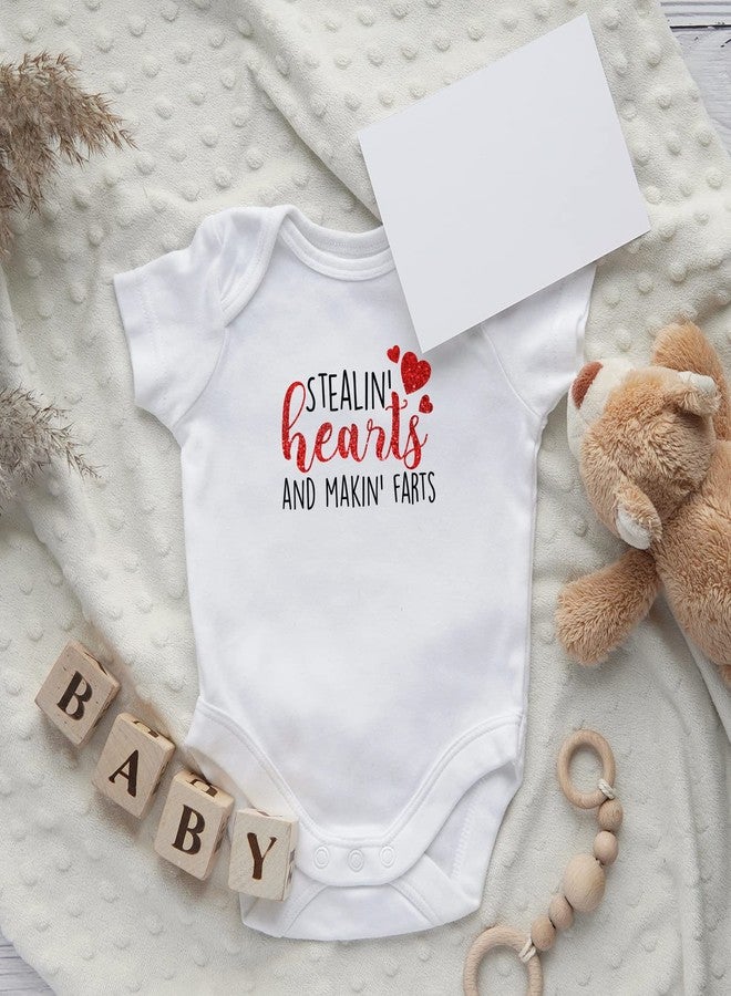 Printique Organic GOTS Certified Baby Onesie Unisex Bodysuit 0-18 months - Stealin' Hearts | Funny Valentine's Day (Stealin' Hearts, 0-3 Months) - Image 3