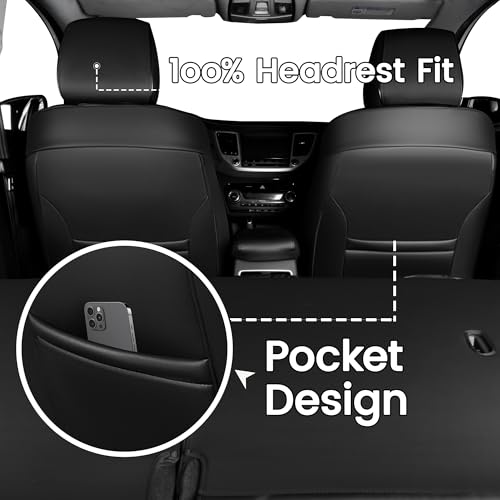 HKZ Custom Fit Tucson Seat Covers for Hyundai Tucson 2016 2017 2018(SE,Eco,Sport,Limited,Night,SEL,Value) 5-Seats Fulls Set,Leather (Black+Gray) - Image 4