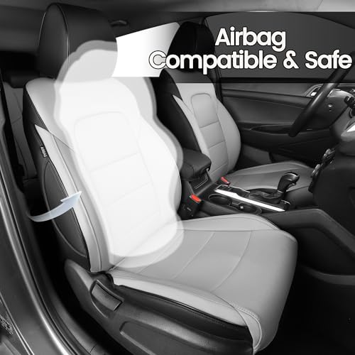 HKZ Custom Fit Tucson Seat Covers for Hyundai Tucson 2016 2017 2018(SE,Eco,Sport,Limited,Night,SEL,Value) 5-Seats Fulls Set,Leather (Black+Gray) - Image 5