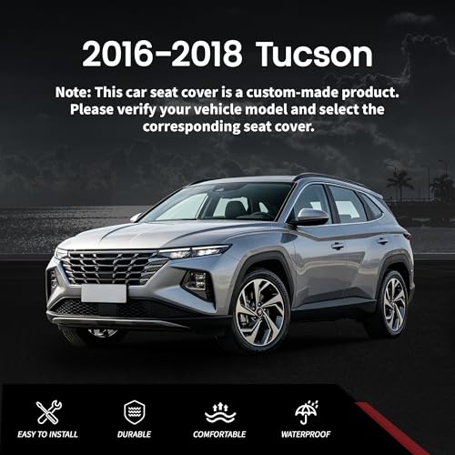 HKZ Custom Fit Tucson Seat Covers for Hyundai Tucson 2016 2017 2018(SE,Eco,Sport,Limited,Night,SEL,Value) 5-Seats Fulls Set,Leather (Black+Gray) - Image 3