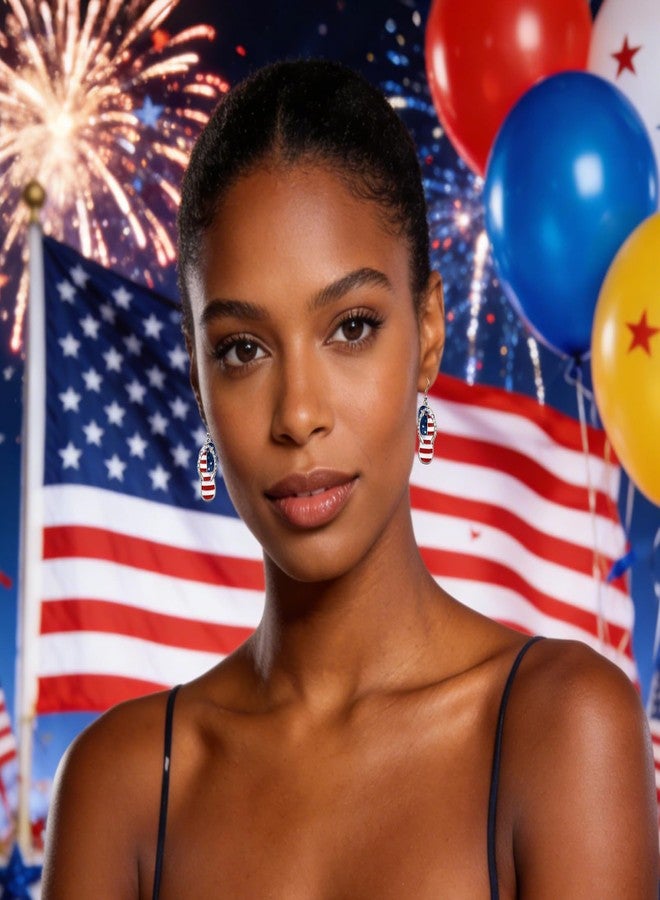 CUTELIILI 4th of July Independence Day Earrings for Women, Patriotic American USA Flag Red White Blue Flip Flops Earring Drop Dangle - Image 3