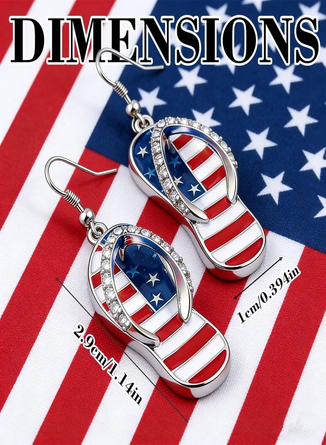 CUTELIILI 4th of July Independence Day Earrings for Women, Patriotic American USA Flag Red White Blue Flip Flops Earring Drop Dangle - Image 5