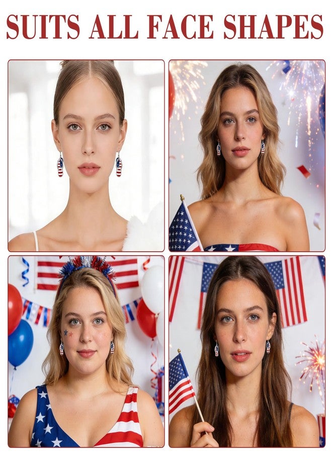 CUTELIILI 4th of July Independence Day Earrings for Women, Patriotic American USA Flag Red White Blue Flip Flops Earring Drop Dangle - Image 4