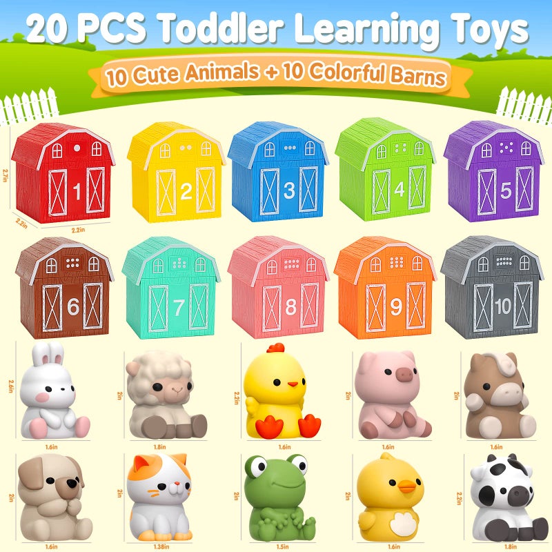 Aigybobo Learning Toys for 1,2,3 Year Old Toddlers, 20Pcs Farm Animals Toys Montessori Counting, Matching & Sorting Fine Motor Games, Christmas Birthday Easter Gift for Baby Boys Girls Age 12-18 Months - Image 5