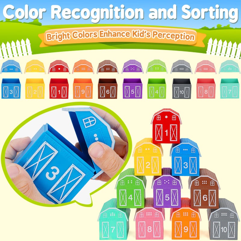 Aigybobo Learning Toys for 1,2,3 Year Old Toddlers, 20Pcs Farm Animals Toys Montessori Counting, Matching & Sorting Fine Motor Games, Christmas Birthday Easter Gift for Baby Boys Girls Age 12-18 Months - Image 3