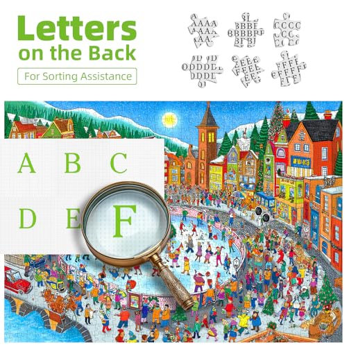 Blueforest 500 Pieces Jigsaw Puzzle for Adults Winter Village Ice Skating Scene Festive Christmas Happy Holiday Town Square Puzzle Family Entertainment Perfect for Adults Family Fun 23X15 - Image 5