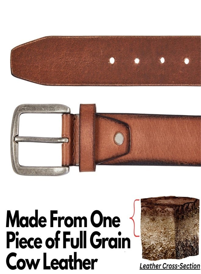 Cochoa Real Full Grain Harness Cow Leather Belt for Men 38mm Width Casual Retro look Vintage style Handmade Valentine Gift (Brown, Size 40" (Waist 38")) - Image 4