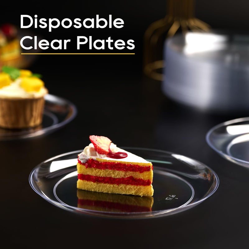 FOCUSLINE 100 Count Clear Plastic Plates 7 Inch, Disposable Salad Dessert Plates - Premium Clear Hard Plastic for Weddings, Parties and Events - Image 4