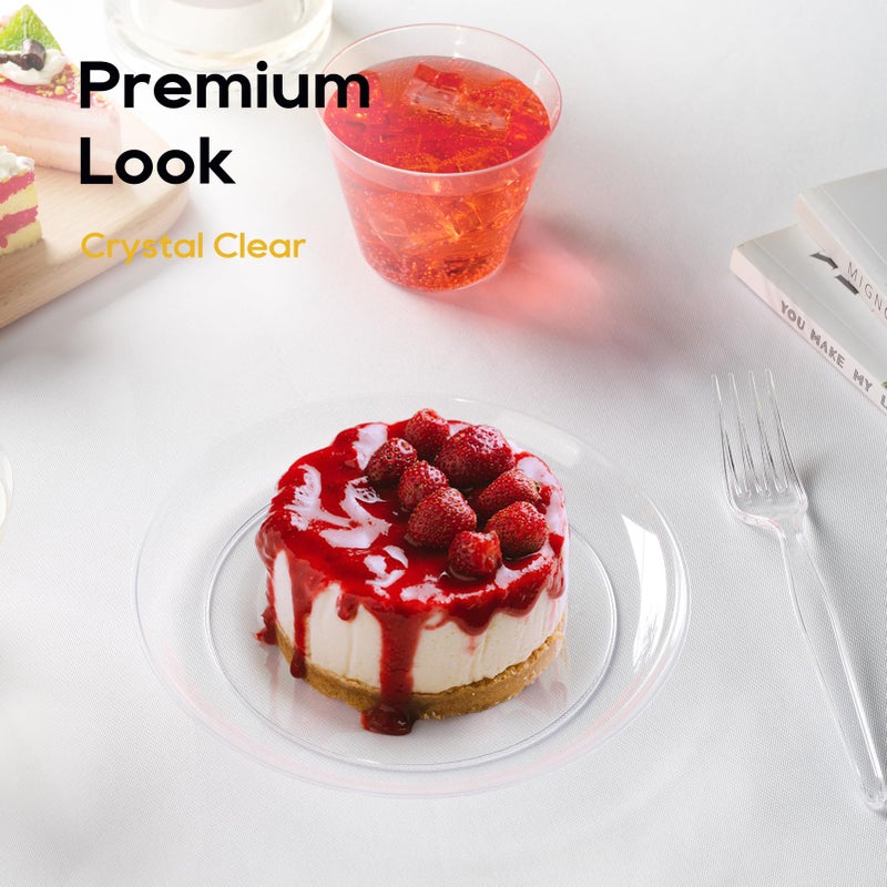 FOCUSLINE 100 Count Clear Plastic Plates 7 Inch, Disposable Salad Dessert Plates - Premium Clear Hard Plastic for Weddings, Parties and Events - Image 5
