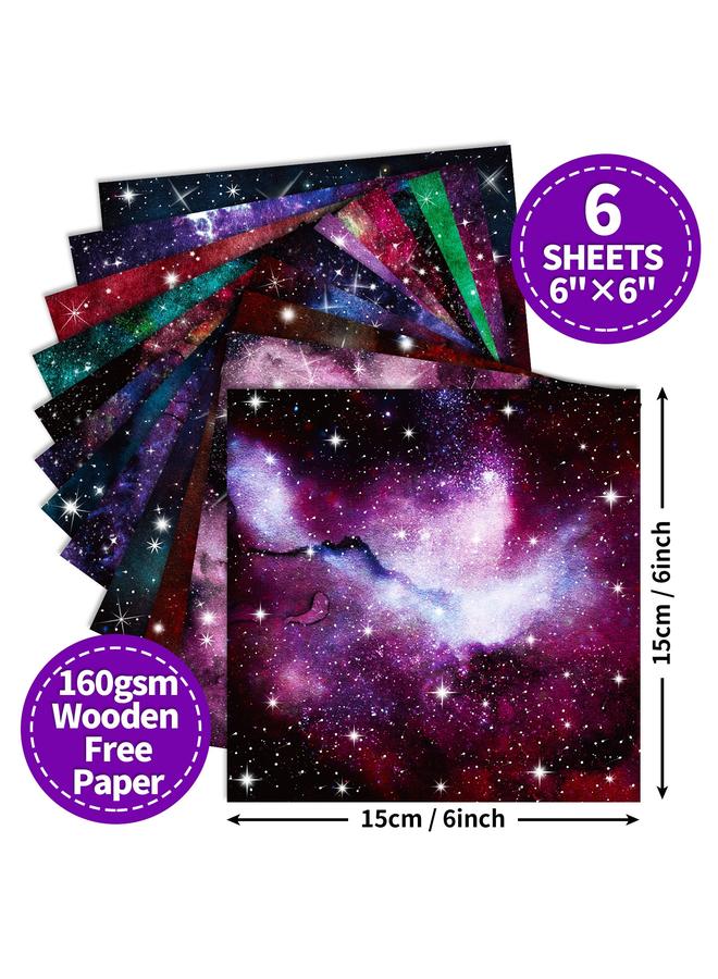 Bluejw 12 Sheets/pack DIY Photo Album Scrapbook Paper Hand Account Pink Galaxy Material Paper Background Paper 6 Inch Pattern Paper - Image 5