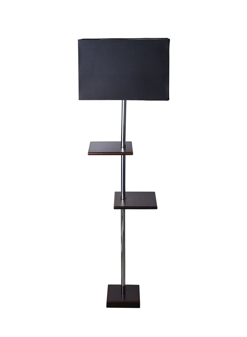 El Rawda Lighting Modern Floor Lamp| Floor Lamp With 2 Shelves, Made Of Fabric | Color: Brown × Black | Size: 150x45 cm - Image 1