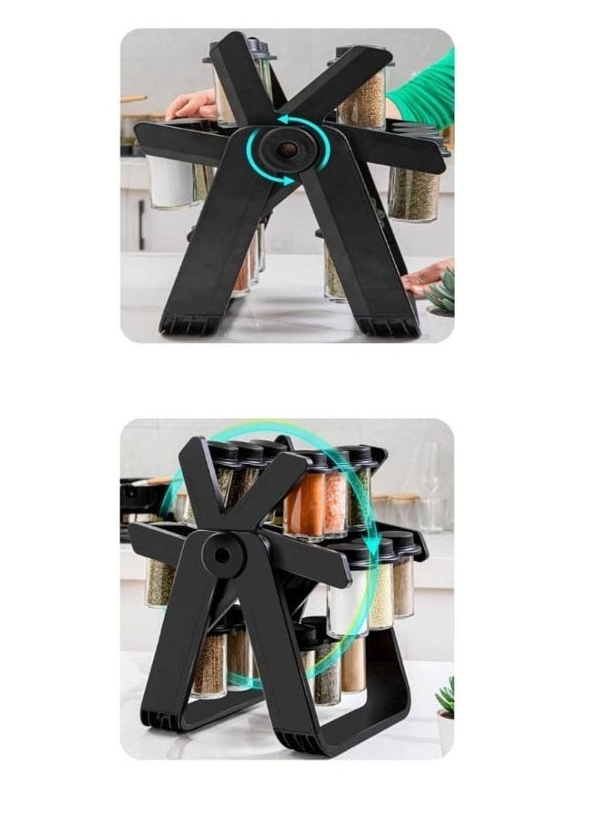 ELTRAZONE Spice Jar Set with 18 Refillable Jars and 360-Degree Rotating Spice Rack – Compact Rotating Kitchen Organizer for Spices, Herbs, Seasonings – Clear Bottles with Lids for Easy Access and Storage – Space-Saving Countertop Rack - Image 4