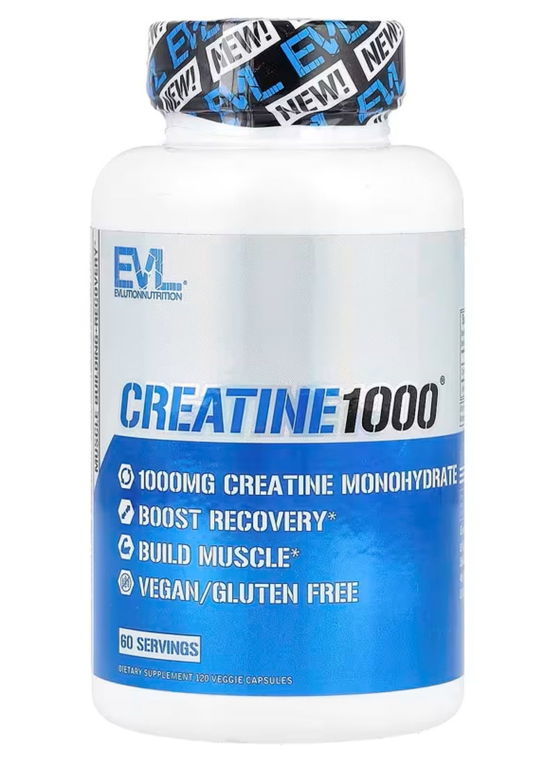 EVLUTION NUTRITION Evolution Nutrition, Creatine1000, 120 Veggie Capsules 