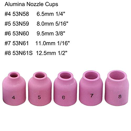 Zinger 37pcs TIG Welding Torch Gas Lens Kit Accessories for DB SR WP 9 20 25 Tig Welding Torch,with #10 Cup+Alumina Nozzle+Collet+Gas Lens Collets Body +Cup Gasket etc - Image 3