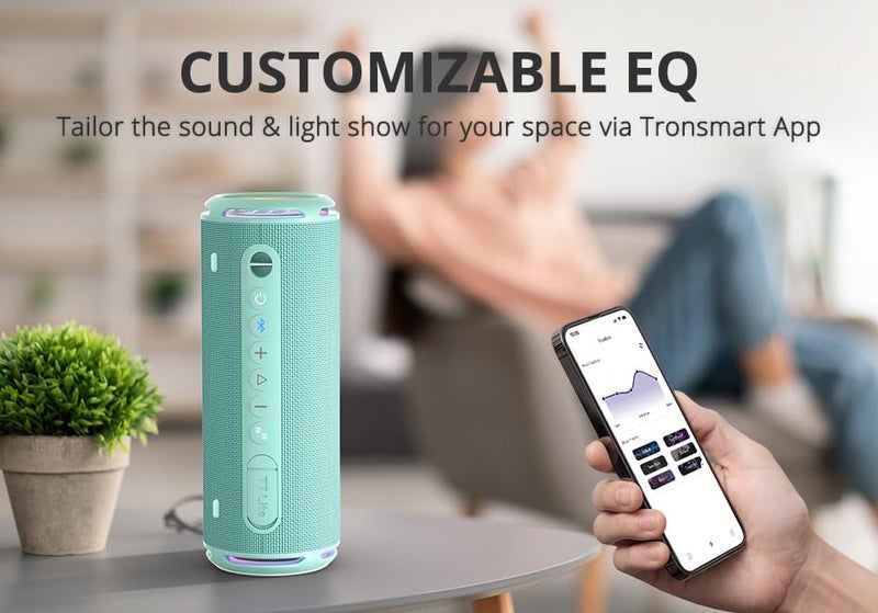 ترونسمارت مكبر صوت محمول خارجي T7 Lite بقوة 24 واط، صوت ستيريو 24 واط مع باس عميق، بلوتوث 5.3، مقاوم للماء IPX7، 24 ساعة من وقت التشغيل، معادل صوت مخصص عبر التطبيق، فائق الحمل - تركواز - Image 4