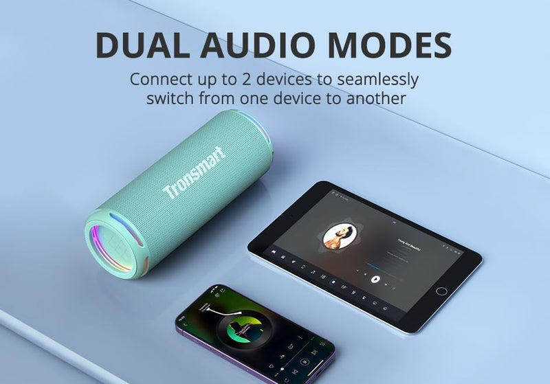 ترونسمارت مكبر صوت محمول خارجي T7 Lite بقوة 24 واط، صوت ستيريو 24 واط مع باس عميق، بلوتوث 5.3، مقاوم للماء IPX7، 24 ساعة من وقت التشغيل، معادل صوت مخصص عبر التطبيق، فائق الحمل - تركواز - Image 5