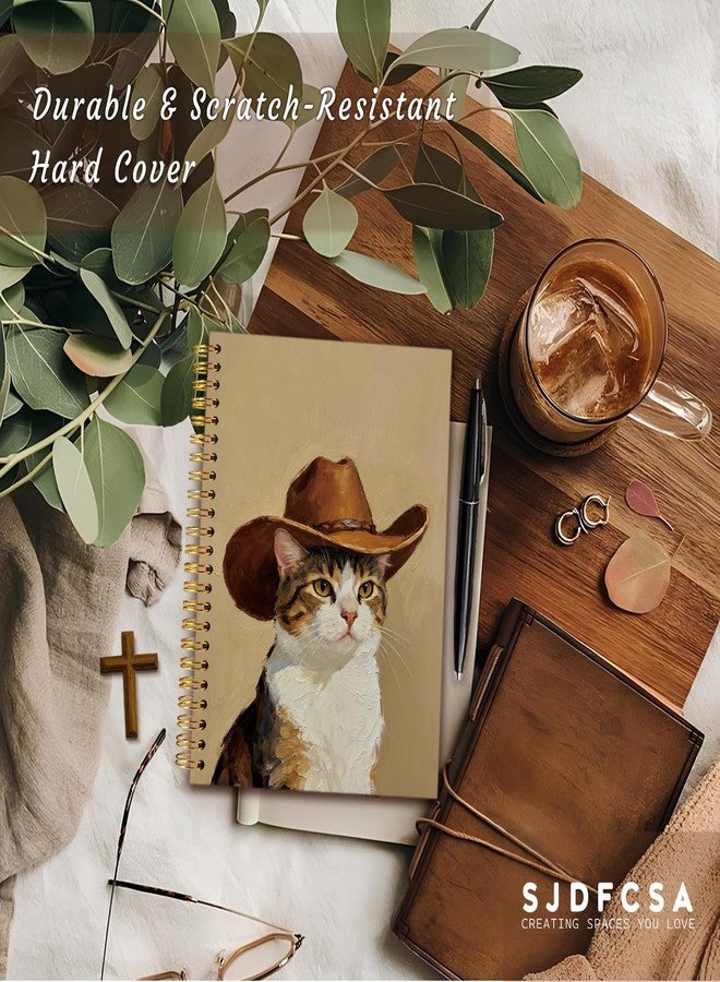 SJDFCSA Funny Cat Notebook Journal Gifts for Women Men, Western Gifts for Women, Cute Notebooks for Women Girls Coworkers Cat Lovers, Western Cowboy School Office Supplies 5.5x8.4 Inch - Image 2