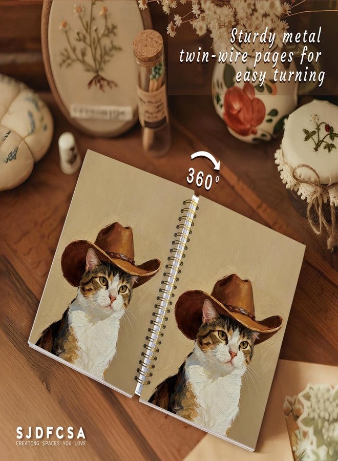 SJDFCSA Funny Cat Notebook Journal Gifts for Women Men, Western Gifts for Women, Cute Notebooks for Women Girls Coworkers Cat Lovers, Western Cowboy School Office Supplies 5.5x8.4 Inch - Image 4