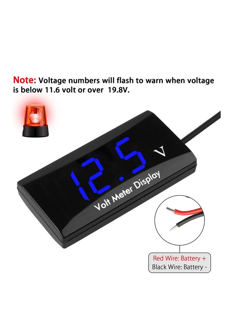 12V Car Digital Voltmeter Gauge, Battery Voltage Mete, Waterproof LED Display Motorcycle Voltmeter Power Energy Volt Meter Gauge for Trailer Camper Boat Marine Vehicle Caravan Car Battery Voltage - Image 2