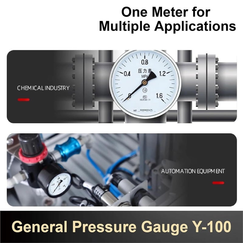 1pc Y-100 Radial Pressure Gauge 100mm -0.1~60MPa G1/2 M20 Air Water Vacuum Negative Manometer for Industrial Use(M20-1.5,0-0.6Mpa) - Image 3