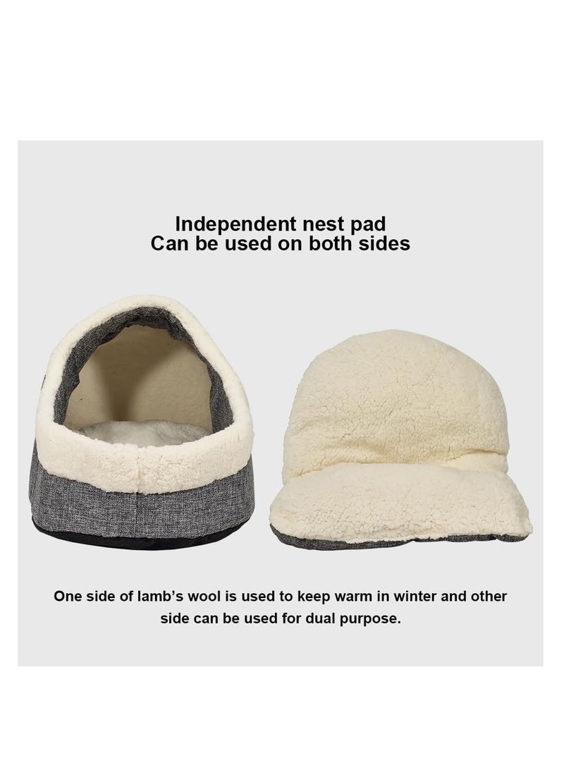 NNC PETS Cozy cat bed, Semi-enclosed Polypropylene pet bed with Removable washable soft lamb wool cushion and Anti-slip bottom, Warm & Cozy cat shelter for indoor cats 35 cm (Grey) - Image 4