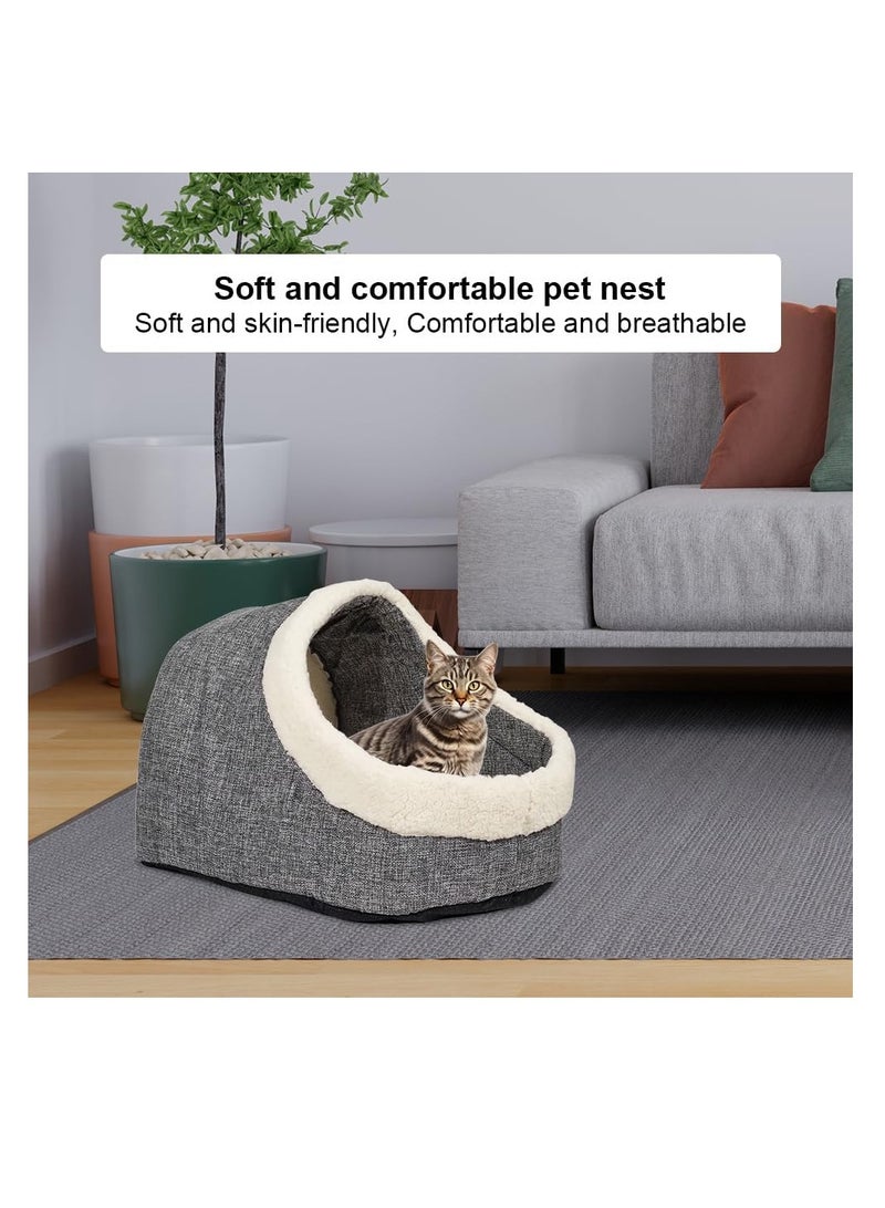 NNC PETS Cozy cat bed, Semi-enclosed Polypropylene pet bed with Removable washable soft lamb wool cushion and Anti-slip bottom, Warm & Cozy cat shelter for indoor cats 35 cm (Grey) - Image 5
