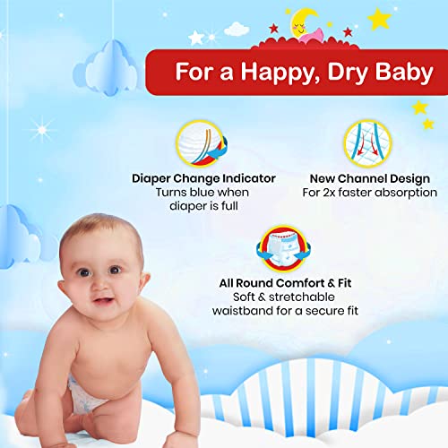 NIINE Cottony Soft Baby Diaper Pants Large Size (9-14 KG) Soft & Elastic Grip with Faster Absorption with Wetness Indicator for Overnight Protection, Mega Large Pack| Pack of 1| 64 Count Pants - Image 3