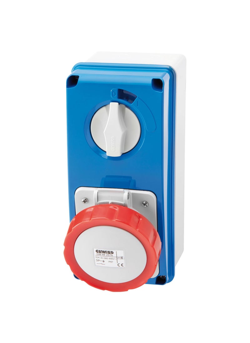 GEWiSS Gewiss Vertical Fixed Interlocked Socket Outlet 13A IP56  GW66291N  - Image 1