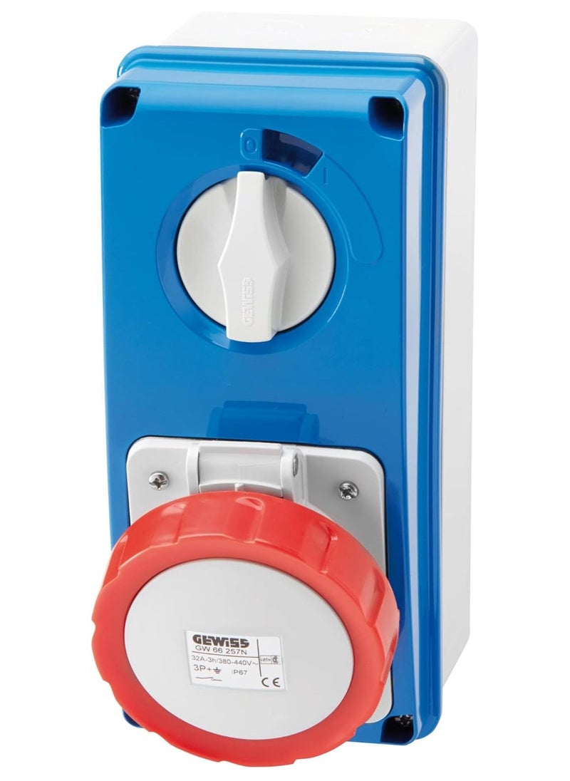 GEWiSS Gewiss Vertical Fixed Interlocked Socket Outlet 13A IP56  GW66291N  - Image 2