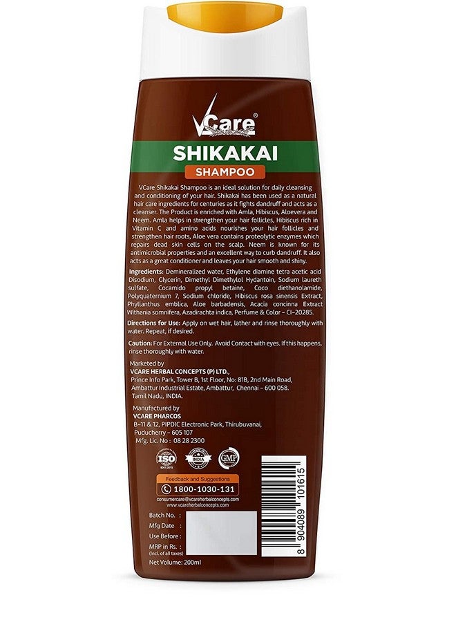 VCare شامبو شكاكاي للعناية مدعوم بالأملاء؛ الكركديه؛ الألوة فيرا؛ النيم 200 مل/6.7 أونصة سائلة - Image 3